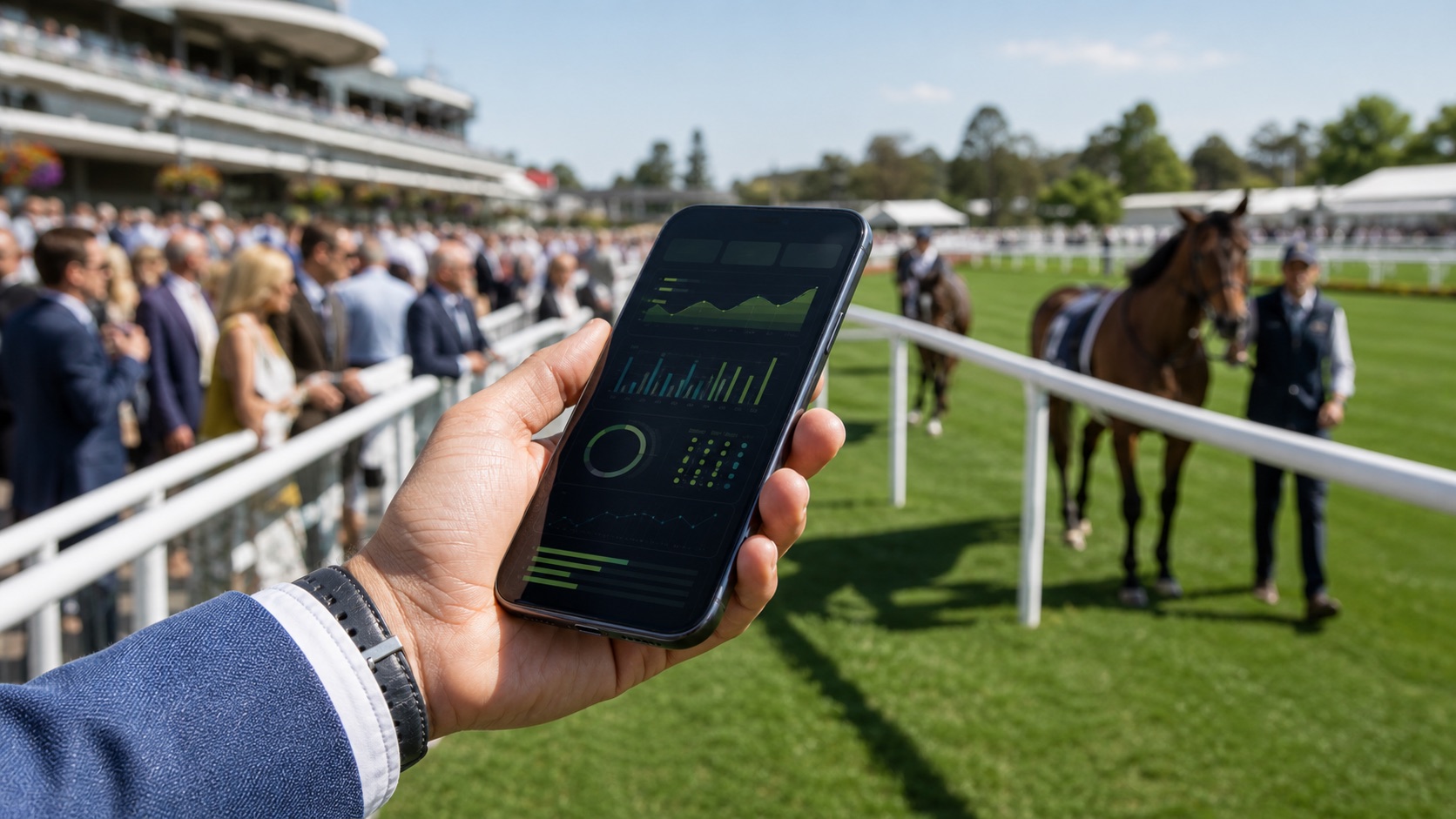 Race-day mobile workflow at the parade ring